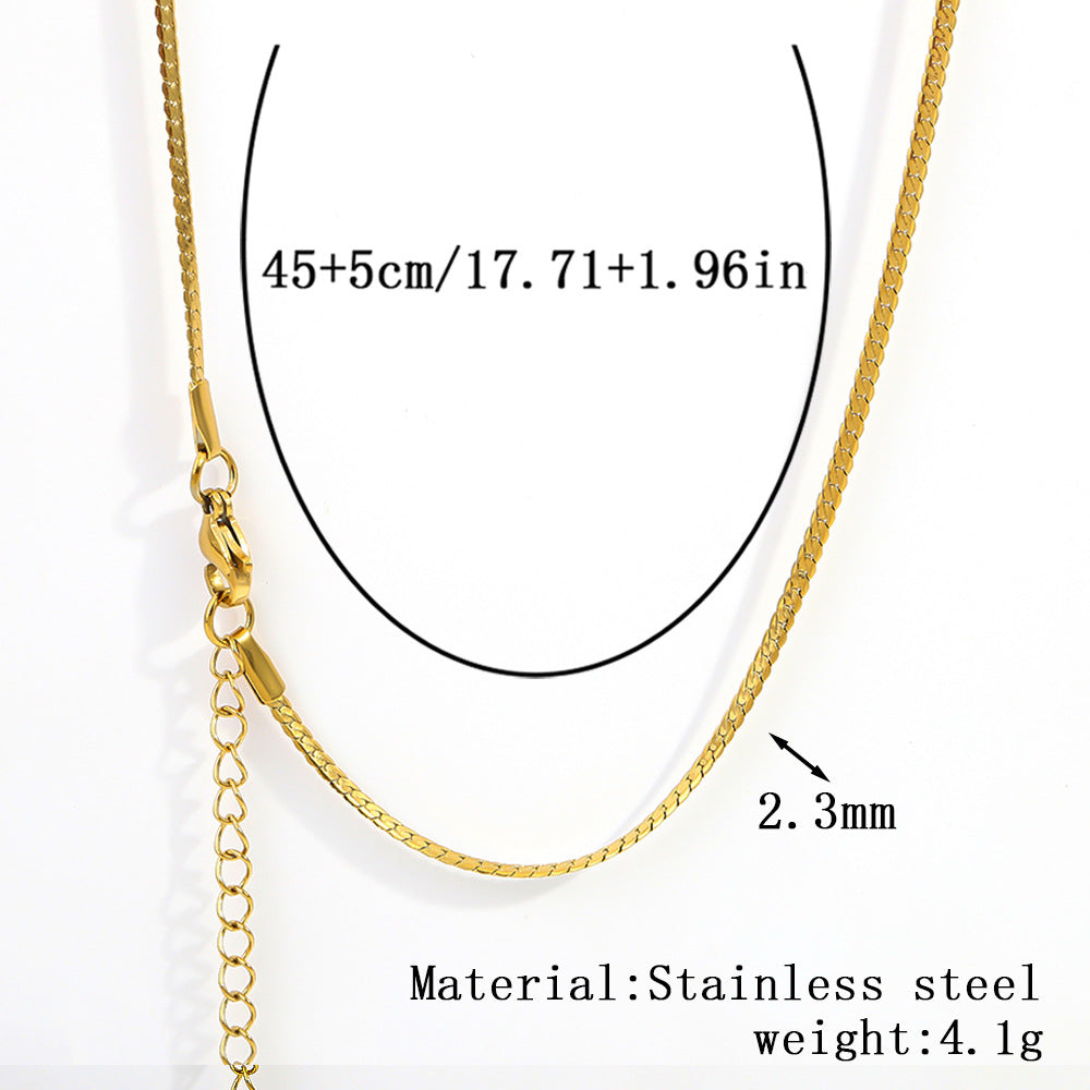Cross-border stainless steel necklace, 18K real gold-plated snake bone chain fashion collarbone chain plain chain versatile women's titanium steel necklace