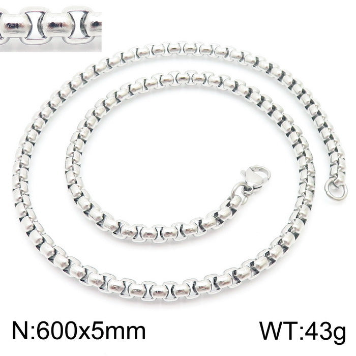 Classic Stainless Steel Pearl Chain Necklace Unisex Multi-Size Necklace Jewelry Pendant with Chain Spot Wholesale