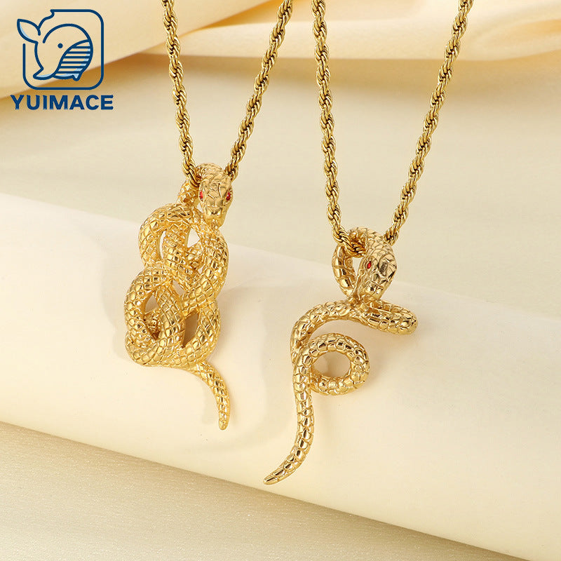 European and American cross-border new personalized trend stainless steel 18k gold zodiac snake pendant, Year of the Snake accessories, pendant accessories