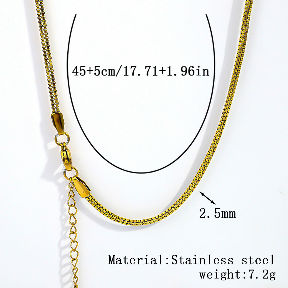 Cross-border stainless steel necklace, 18K real gold-plated snake bone chain fashion collarbone chain plain chain versatile women's titanium steel necklace