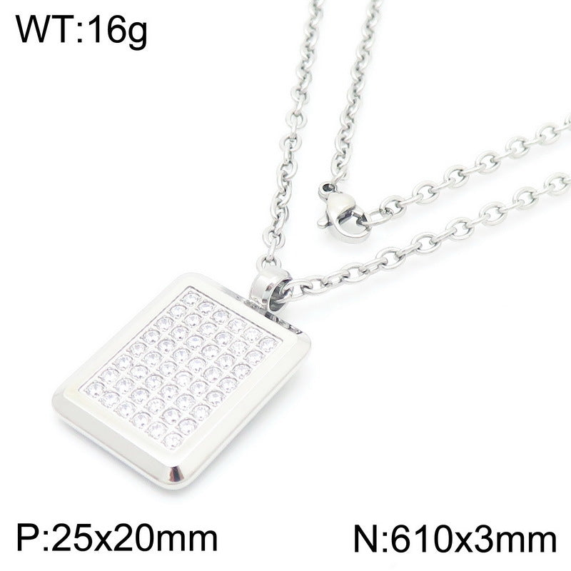 Creative light luxury gypsy star inlaid rhinestone heart pendant titanium steel necklace high sense love square round item decoration