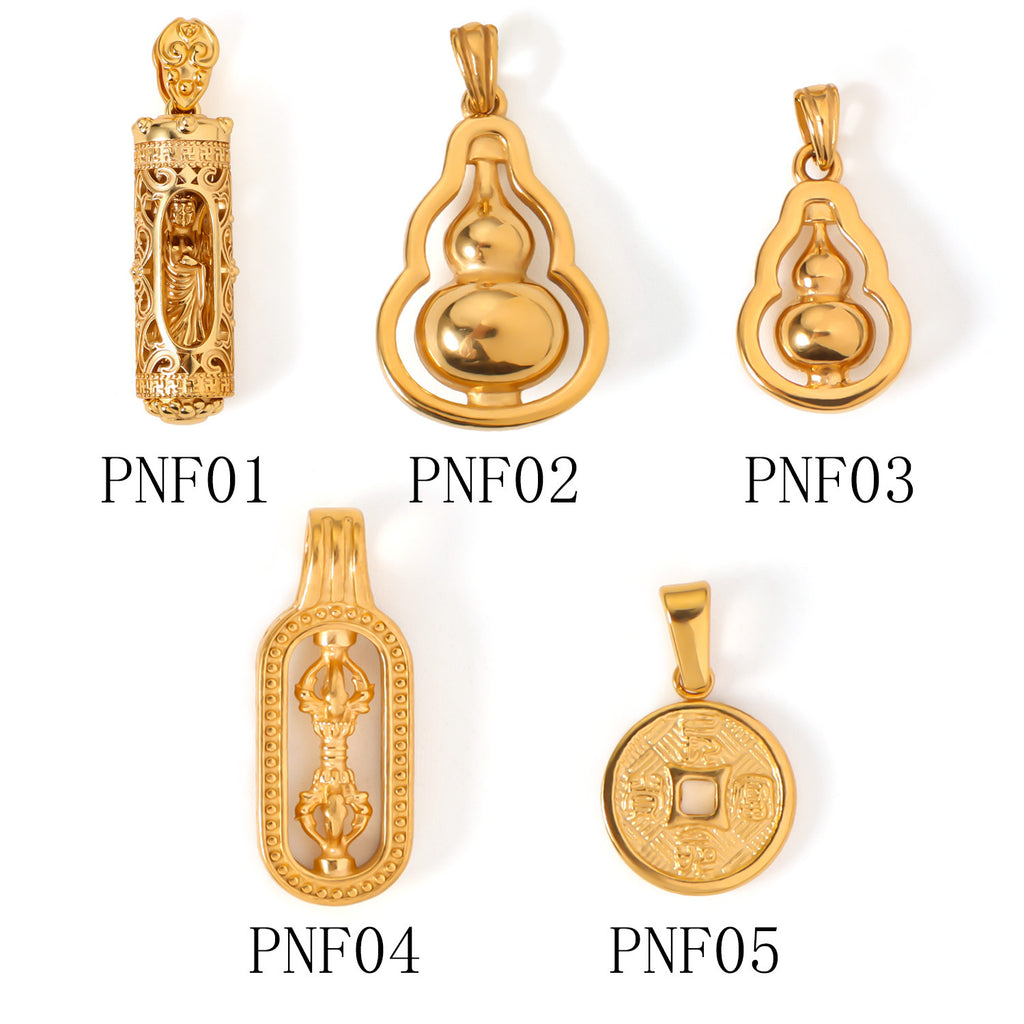 Cross-border new gourd titanium steel necklace niche design light luxury high-end sense transfer gourd pendant pendant wholesale