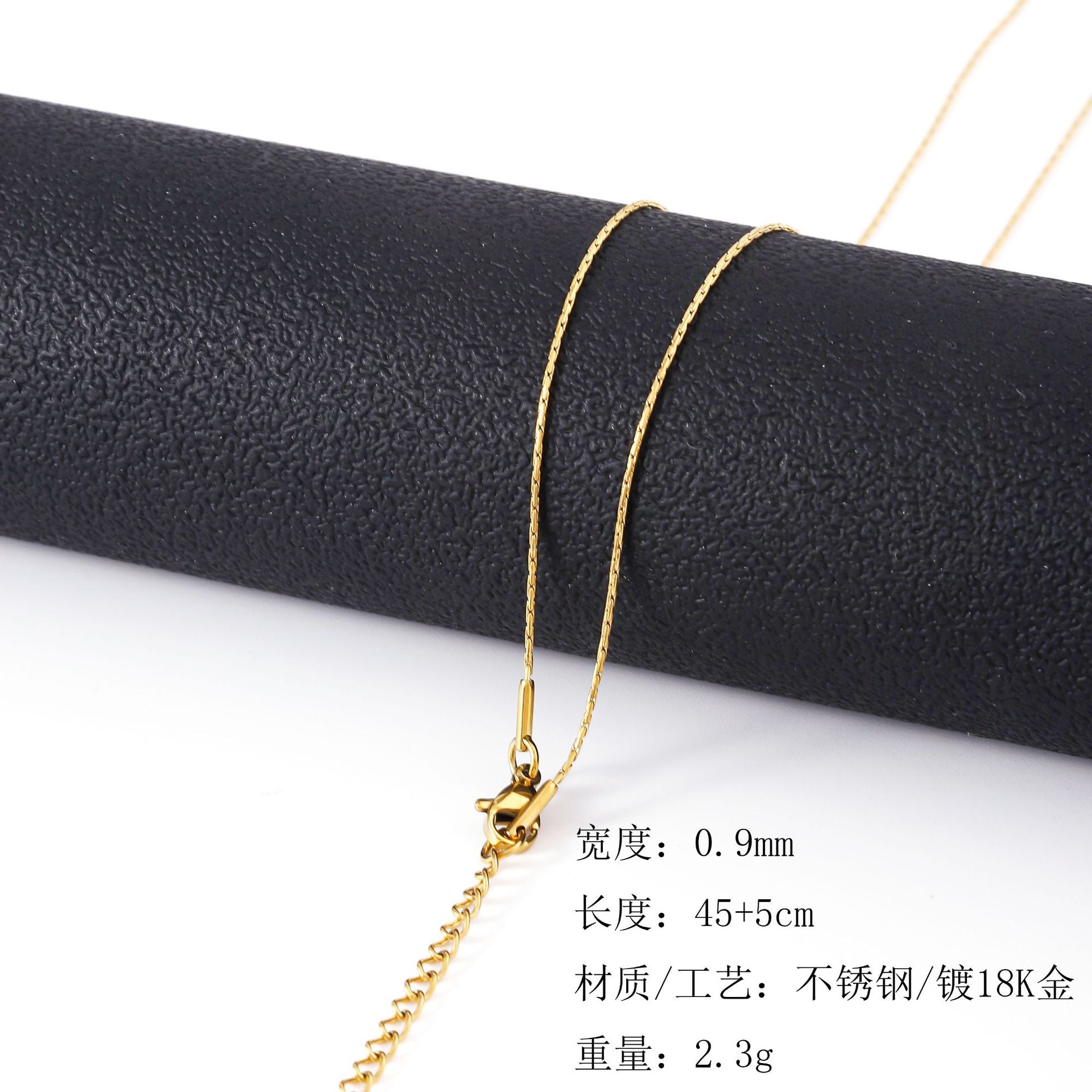 European and American fashion stainless steel hammer round necklace 18K plating furnace real gold electroplating men's and women's accessories plain chain titanium steel necklace