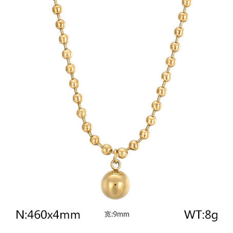 European and American fashion personalized stainless steel 18K gold-plated hollow ball gold bead necklace bracelet set, free jewelry