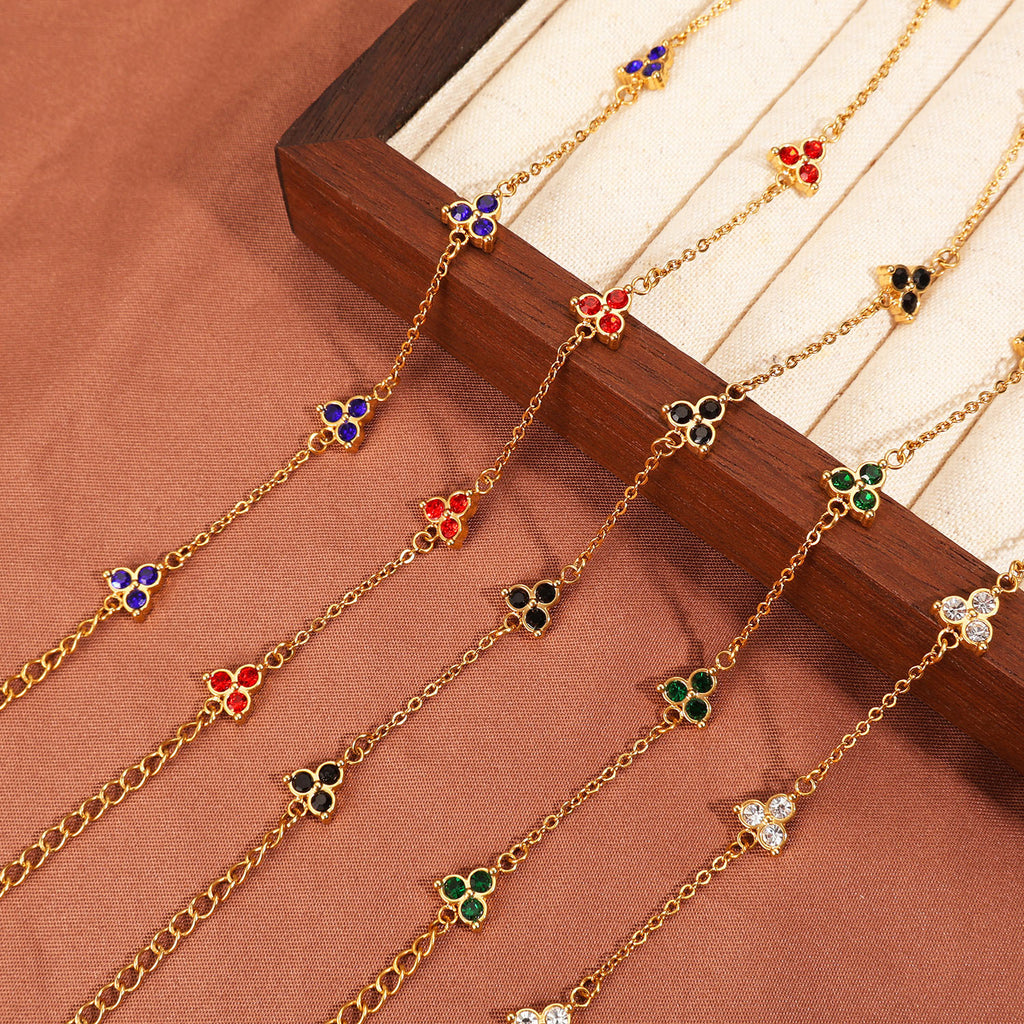 Cross-border new stainless steel three-diamond bracelet light luxury versatile Mori women's explosive bracelet simple hand jewelry wholesale