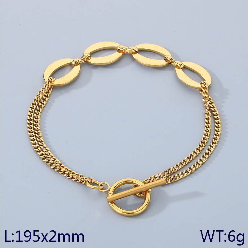 New simple rhombus round splicing chain ot buckle stainless steel bracelet creative versatile bracelet jewelry