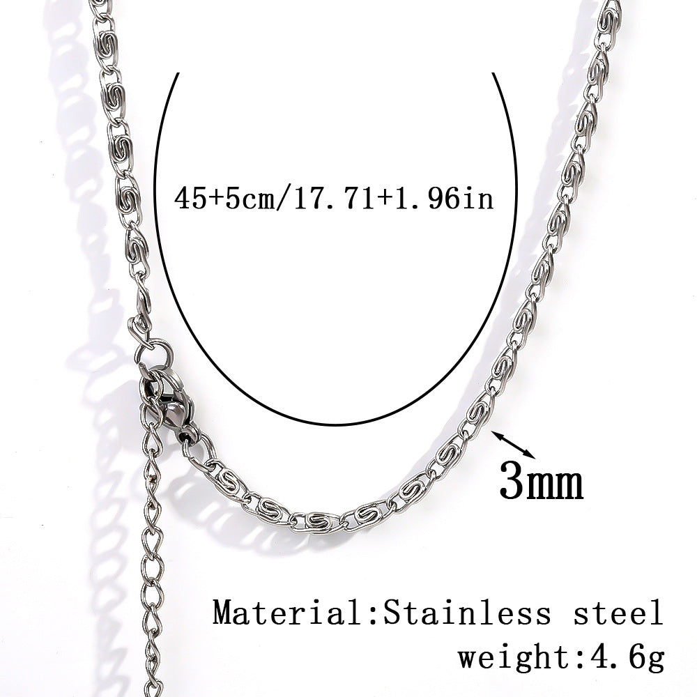 Cross-border women's stainless steel necklace, 18K real gold snake bone chain plain chain fashion collarbone chain versatile titanium steel necklace