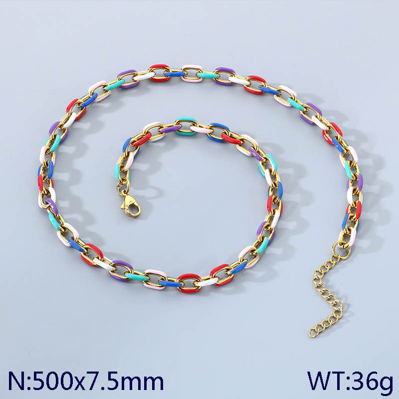 Cross-border Versatile Stainless Steel Oil Drip Cuban Chain Necklace Fashion Versatile Titanium Steel Unisex Titanium Steel Jewelry Accessories