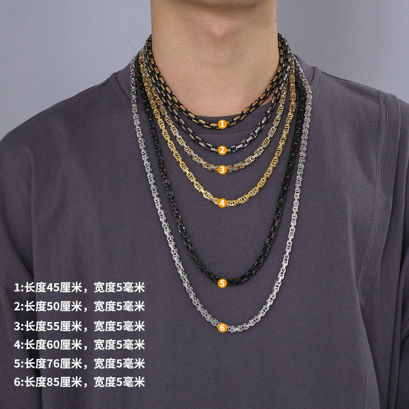 Factory direct supply 5mm chain stainless steel double-piece segment chain emperor chain, multi-specification necklace wholesale