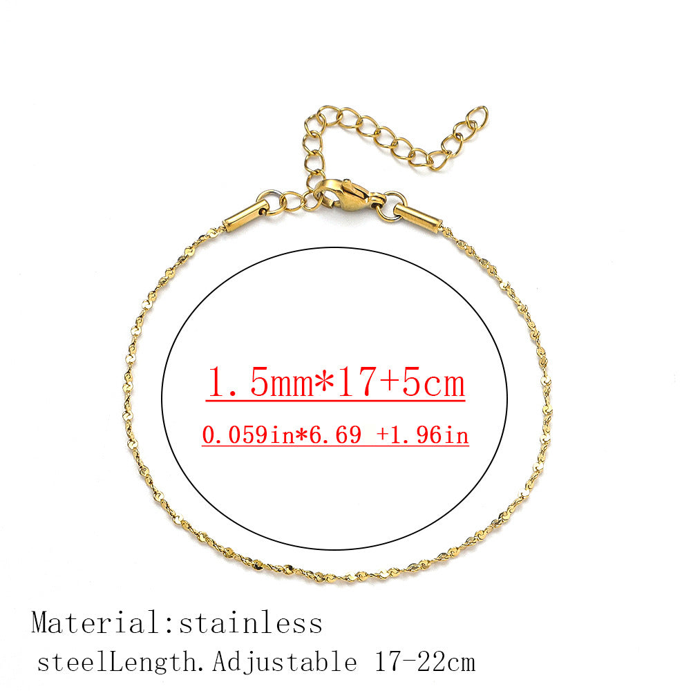 Cross-border women's fashion titanium steel bracelet European and American hot sale plated 18K real gold fashion versatile jewelry stainless steel bracelet