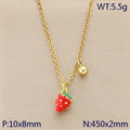 Mini Enamel Strawberry Charm Gold Necklace