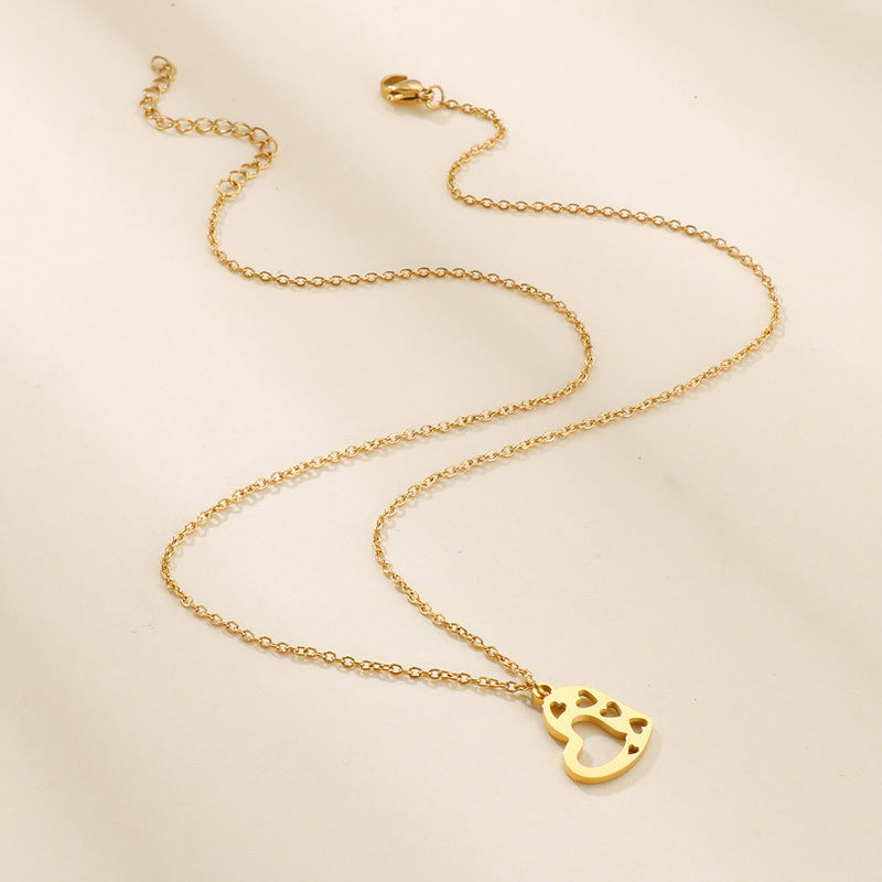 Stainless Steel Open Heart Necklace & Earrings Set
