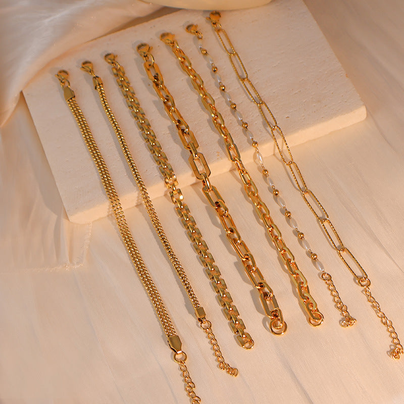 European and American ins high-end bracelet stainless steel 18k gold-plated versatile bracelet niche women's simple jewelry wholesale