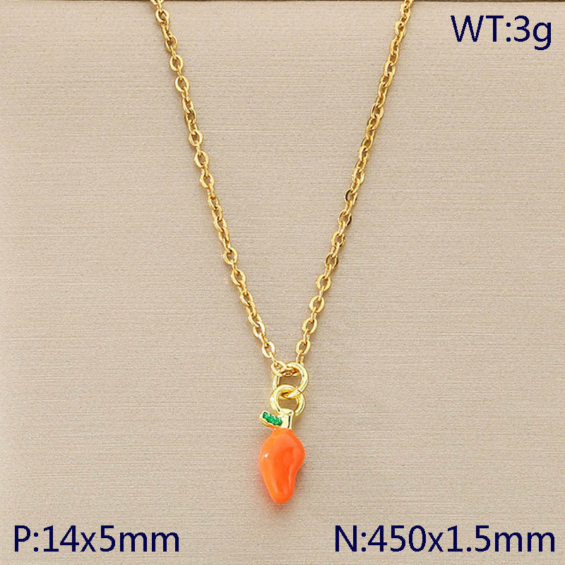 Mini Enamel Chili & Veggie Charm Gold Necklace