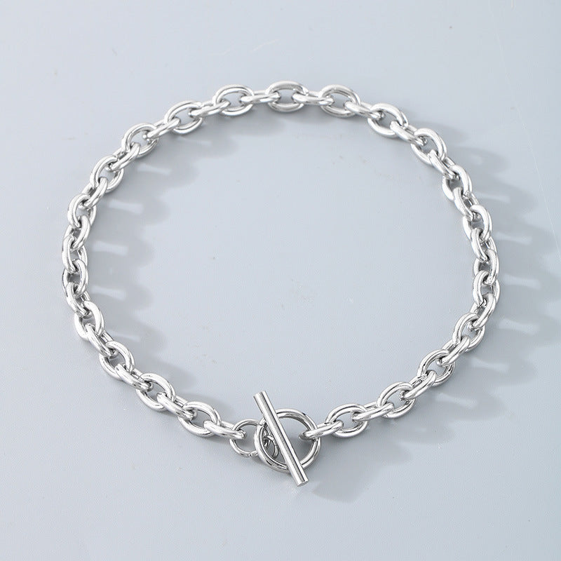 European and American fashion ins cold wind stainless steel OT buckle bracelet men and women trend couple simple O-chain necklace accessories
