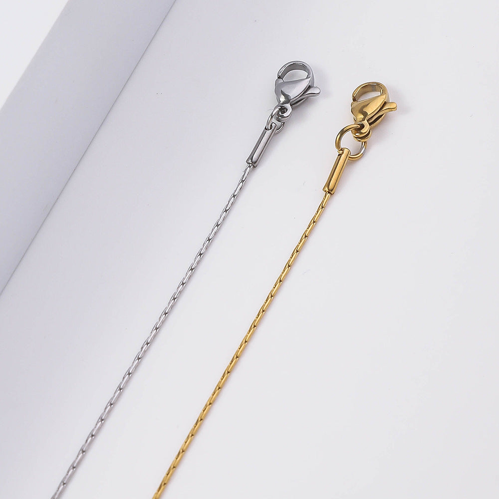 European and American fashion stainless steel hammer round necklace 18K plating furnace real gold electroplating men's and women's accessories plain chain titanium steel necklace