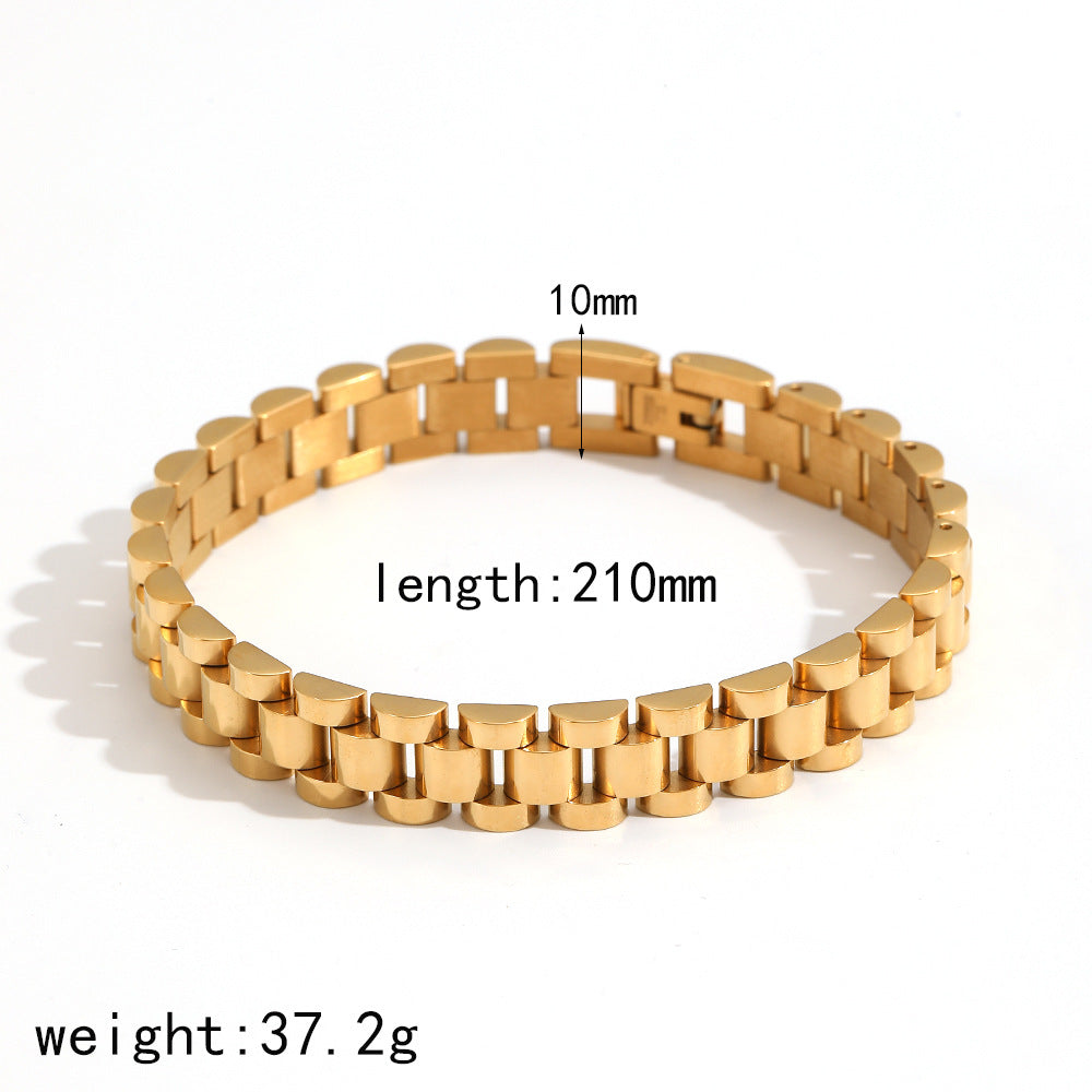 Cross-border hot-selling watch with titanium steel bracelet men's fashion high-end sense gold and silver double color stainless steel bracelet bracelet bracelet