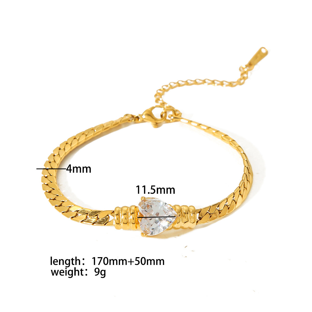 European and American ins love color zircon necklace 18K gold stainless steel simple light luxury bracelet high-end sense jewelry set