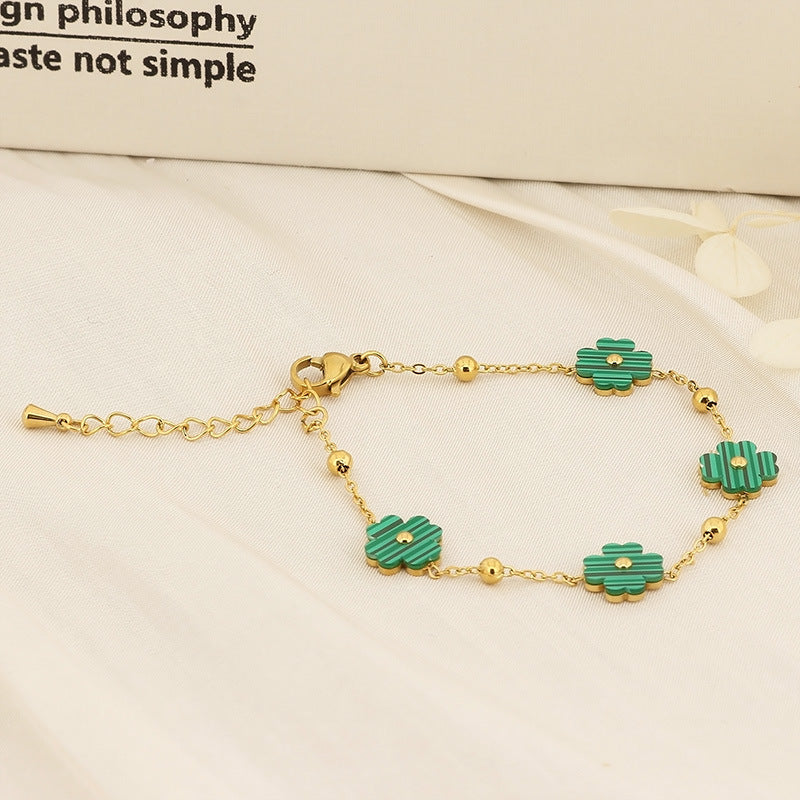 Cross-border new flower butterfly titanium steel bracelet women's ins fashion simple bracelet forest versatile bracelet jewelry women