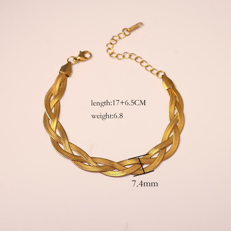 Amazon European and American Simple Vintage Men's and Women's Blade Chains Stainless Steel Twist Flat Snake Bone Chains Necklaces Bracelets Wholesale