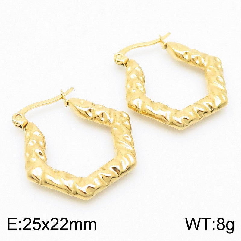 Hammered Hexagon Hoop Earrings