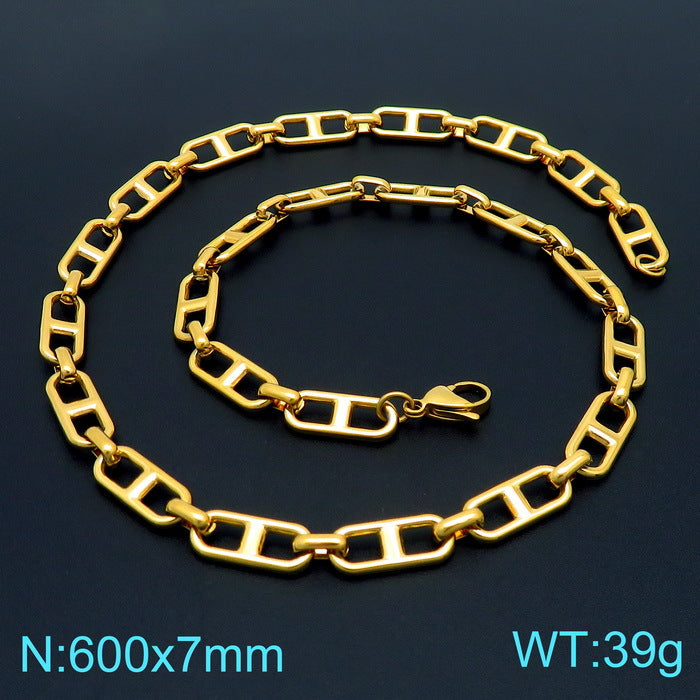 Cross-border trend stainless steel jewelry simple and versatile Japanese chain stainless steel bracelet necklace set jewelry jewelry