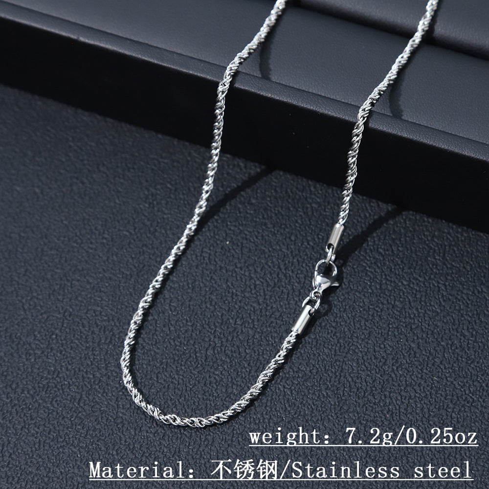Cross-border hot sale stainless steel twist chain necklace men's hip hop trend sweater chain women's clavicle titanium steel necklace