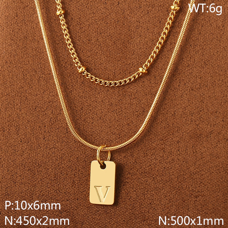 Gold Initial Tag Necklace