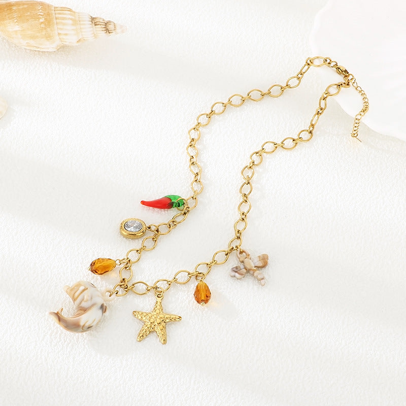 Gold Summer Charm Necklace
