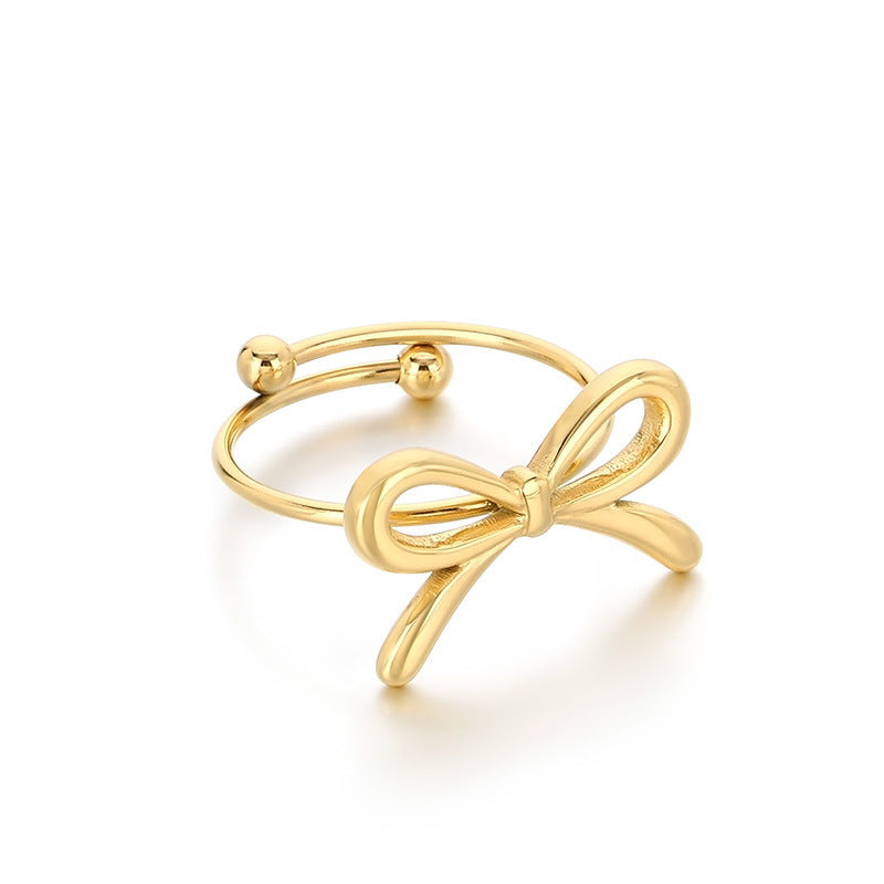 Bow Stainless Steel Adjustable Ring
