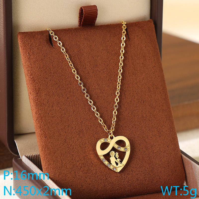 Cross-border Mother's Day style Stainless steel love mom pendant necklace 18K gold simple and versatile high-sense collarbone chain