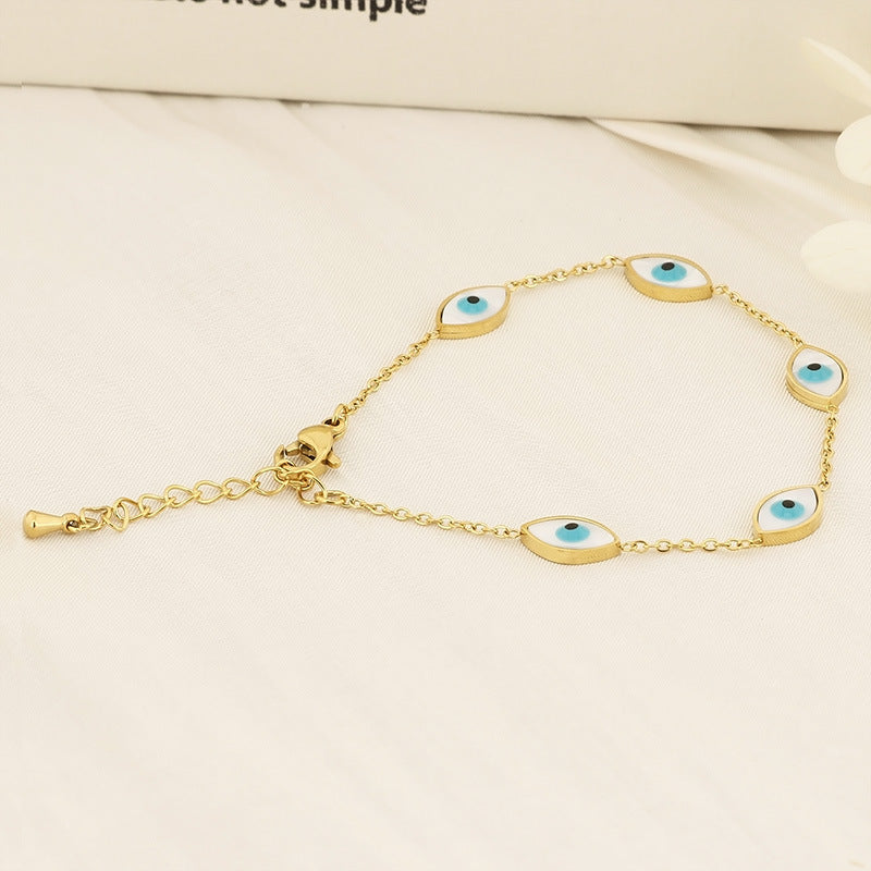 Cross-border fashion bracelet women's light luxury love butterfly devil's eye ins wind titanium steel bracelet women's jewelry