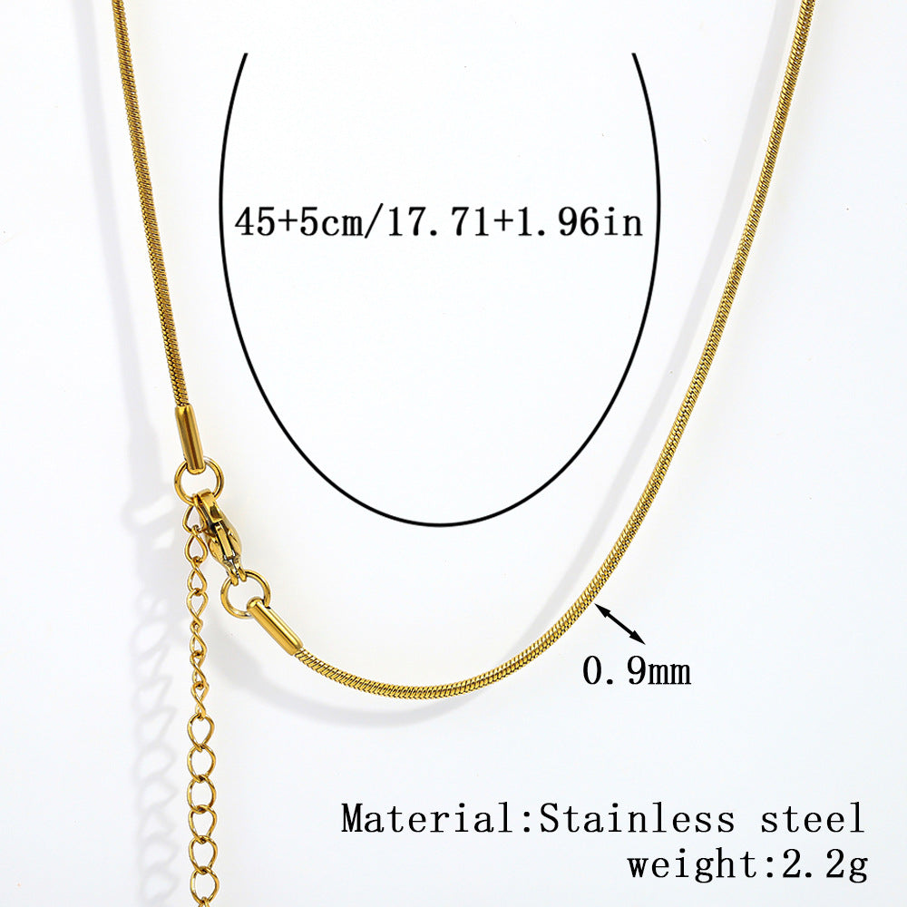 Cross-border stainless steel necklace, 18K real gold-plated snake bone chain fashion collarbone chain plain chain versatile women's titanium steel necklace
