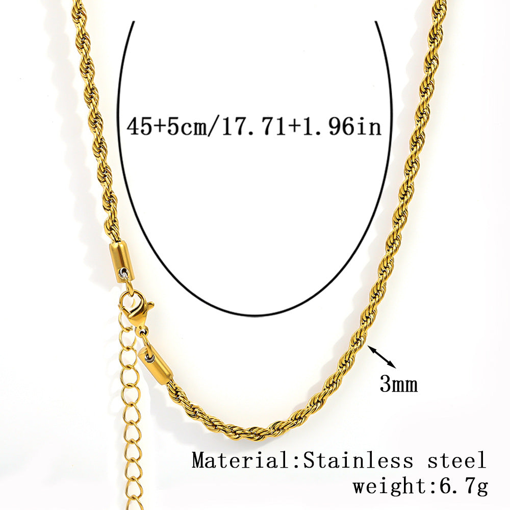 Cross-border women's stainless steel necklace, 18K real gold snake bone chain plain chain fashion collarbone chain versatile titanium steel necklace