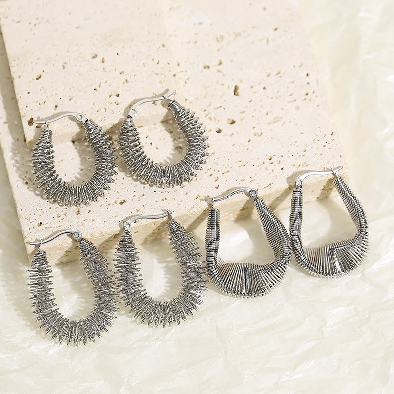 Titanium Steel Irregular U-shaped Earrings