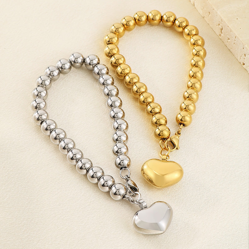 Beaded Heart Charm Bracelet
