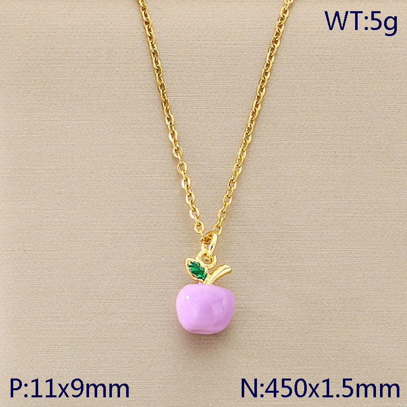 Mini Enamel Fruit Charm Gold Necklace