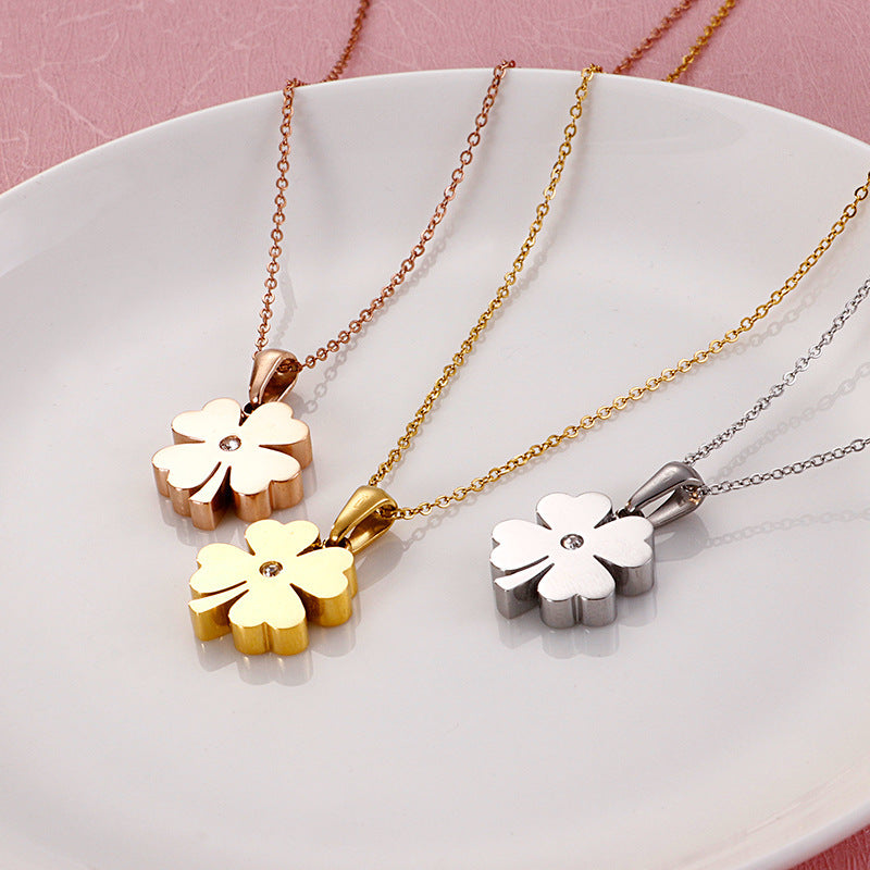 Four-Leaf Flower Pendant Necklace