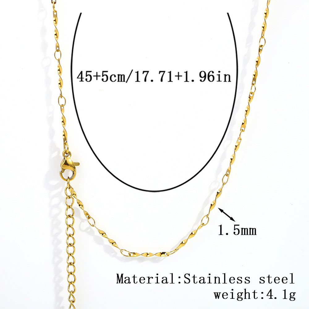 Cross-border stainless steel necklace, 18K real gold-plated snake bone chain fashion collarbone chain plain chain versatile women's titanium steel necklace