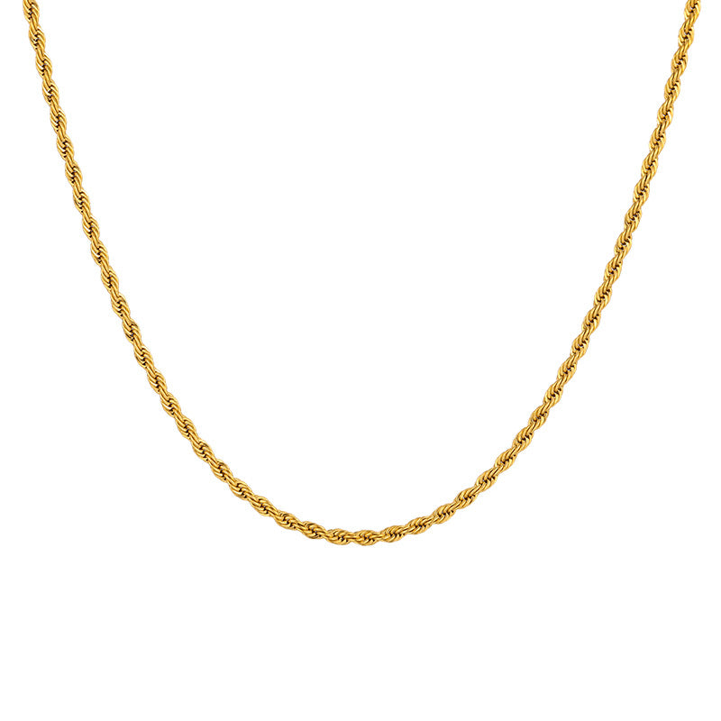 European and American cross-border explosive simple retro stainless steel vacuum plating gold twist chain pendant chain wholesale