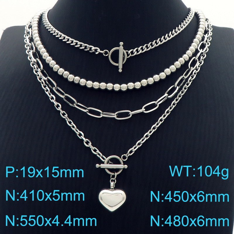 Heart Toggle Layered Chain Necklace