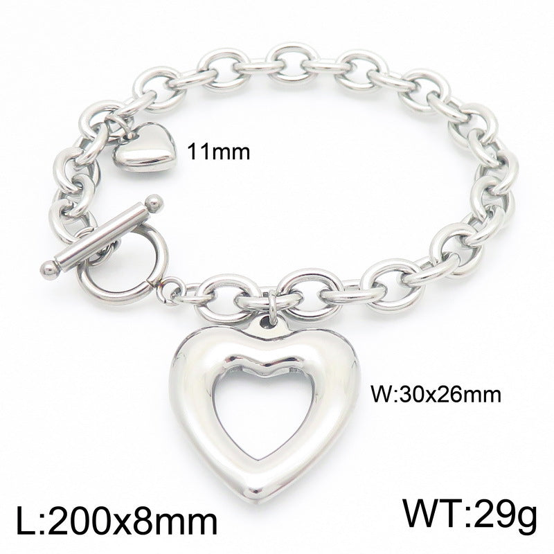 Open Heart Chain Necklace & Bracelet Set