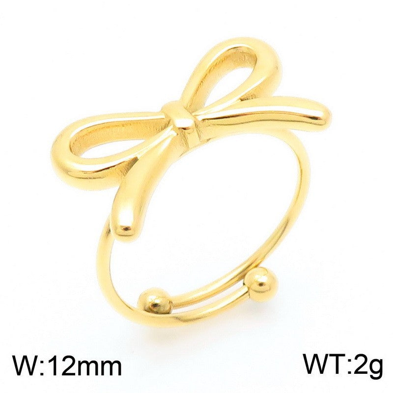 Bow Stainless Steel Adjustable Ring