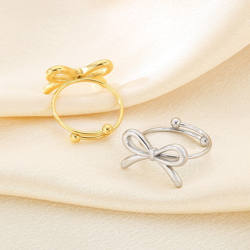 Bow Stainless Steel Adjustable Ring
