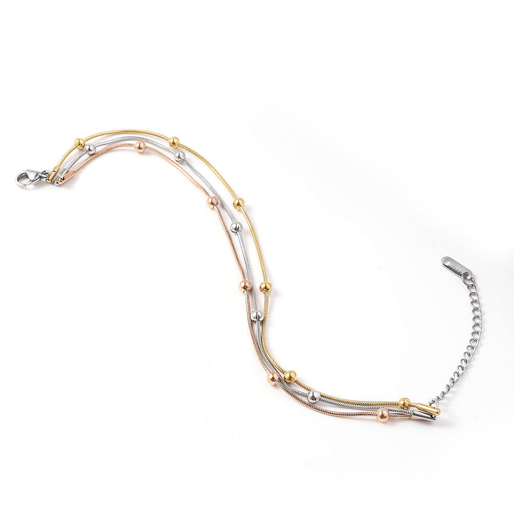 Stainless steel round snake bead bracelet European and American trend fashion plating furnace 18K vacuum electroplating titanium steel bracelet wholesale