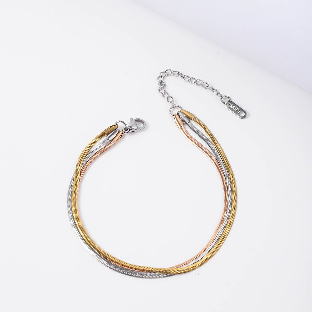 Stainless Steel Snake Bone Chain Bracelet Women's European and American Trend Fashion Furnace 18K Vacuum Electroplating Titanium Steel Push Bracelet