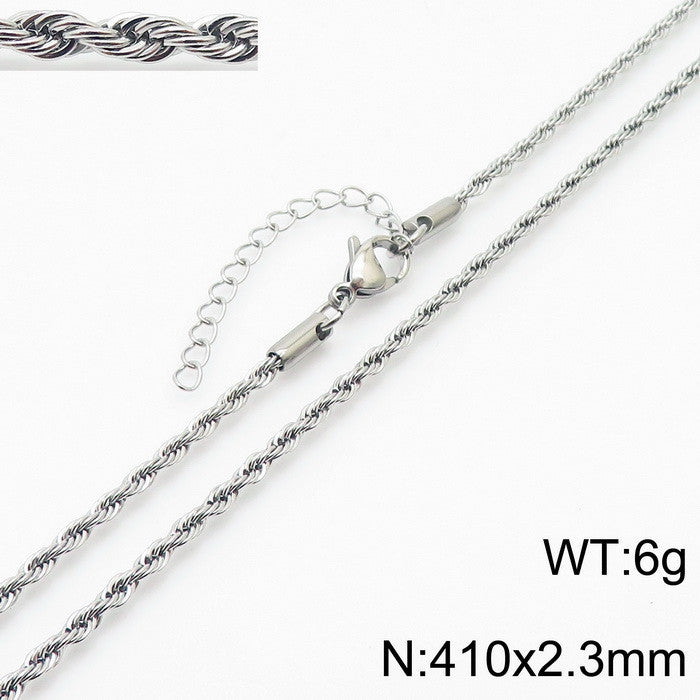 Electroplated 18K Gold Classic Twist Chain Stainless Steel 2/3/4/5mm Twist Rope Twist Chain Bracelet Spot Jewelry