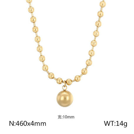 European and American fashion personalized stainless steel 18K gold-plated hollow ball gold bead necklace bracelet set, free jewelry