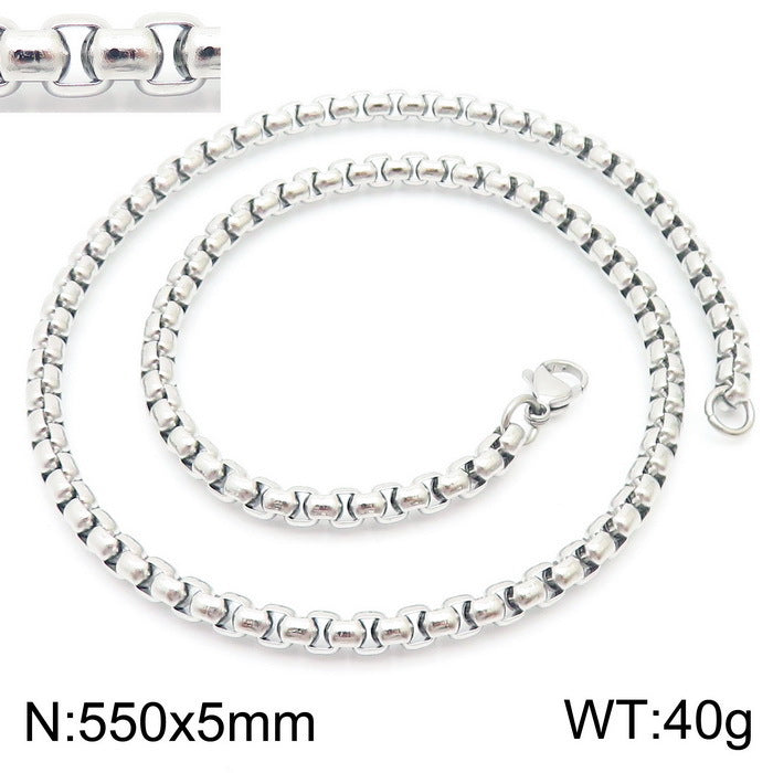 Classic Stainless Steel Pearl Chain Necklace Unisex Multi-Size Necklace Jewelry Pendant with Chain Spot Wholesale