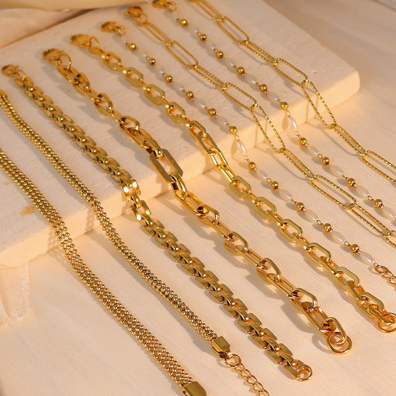 European and American ins high-end bracelet stainless steel 18k gold-plated versatile bracelet niche women's simple jewelry wholesale